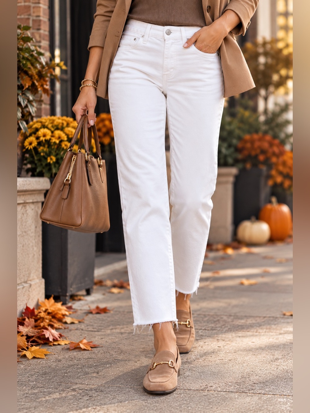J.Crew Slim Boyfriend Straight Leg White Jeans Size 27 Raw Hem